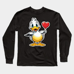 Duck Heart Balloon - Valentines Day Long Sleeve T-Shirt